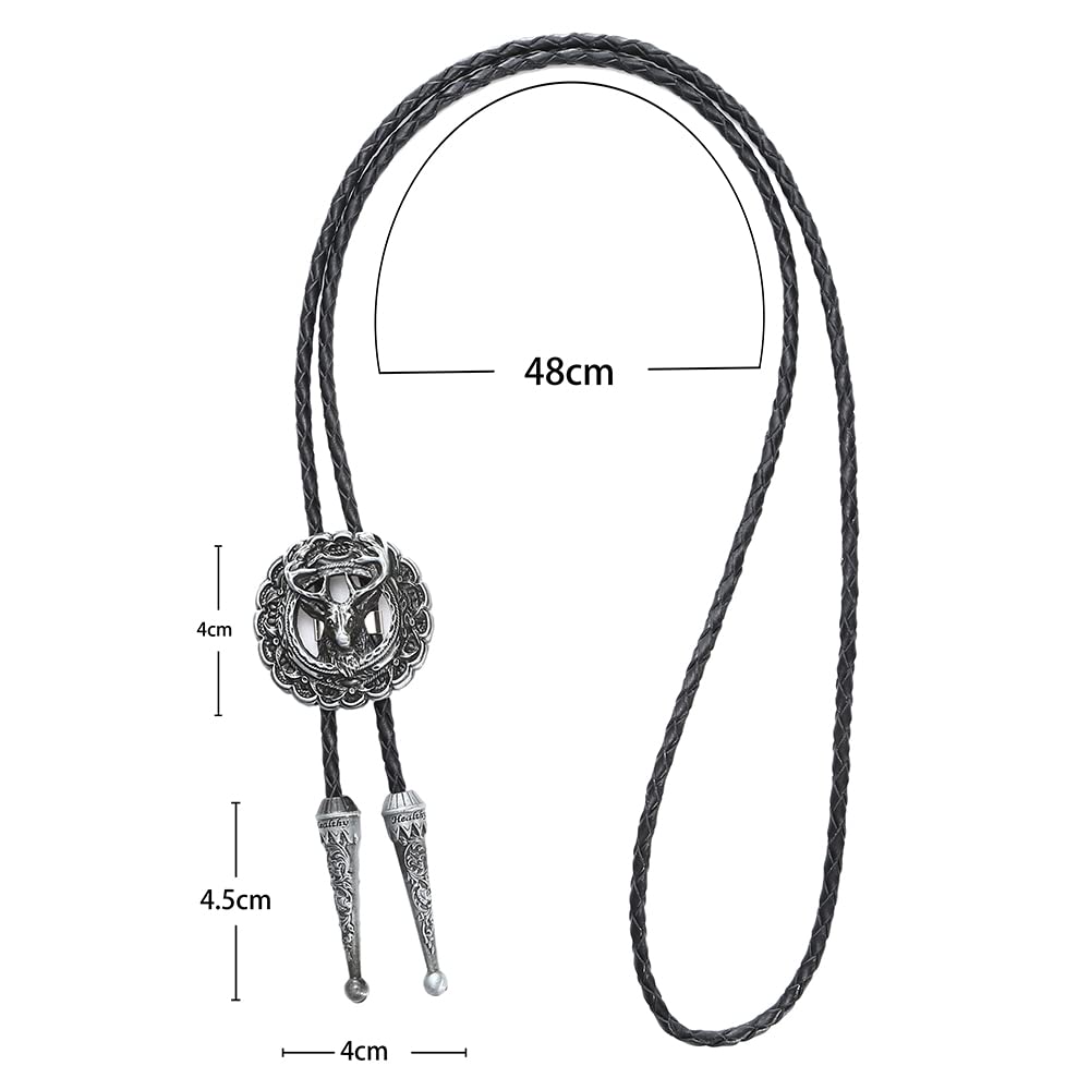 HUABOLA CALYN Bolo tie, Native American Elk Bolo Tie Rodeo Cowboy Leather Necktie Western Necklace Costume Accessories for Men Women