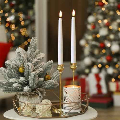 Baquler 50 Pcs 8.5 Inch Flameless Taper Candles Battery Operated Taper Candles Bulk LED Flickering Flameless Candlesticks Realistic Candle Lights for Home Dinner Wedding Church Christmas Decor
