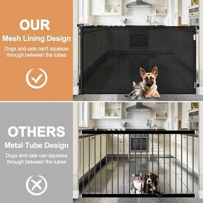 48 Inch Extra Tall Dog Gate Retractable Baby Gates Extra Wide Retractable Dog Gate Indoor 85" Wide Mesh Baby Gates for Doorways Scratch-Resistant 4ft Tall Prevent Kids/Pets from Jumping Over, Black