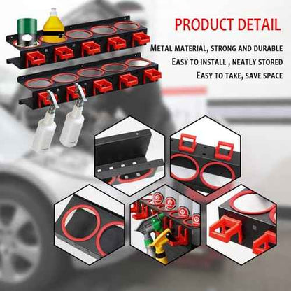 Wall Mounted Spray Bottle Holder, 2 Pack Spray Can Holder, Spray Bottle Storage Rack, Garage Bottle Organizer with Car Cleaning Brush Kit, Aerosol Can Organizer for Garage Car Beauty Accessory
