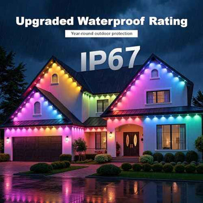 Permanent Outdoor Lights for House, 100ft RGB+60IC£¬Smart Outdoor Decor, 50 Scene Modes, App/Remote Control, IP67 Waterproof, for Christmas, Holiday, Daily & Pool Party, courtyard£¬House Roof Lighting