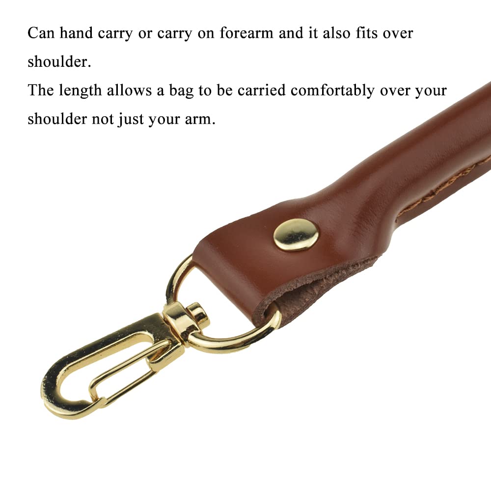 Hahiyo Purse Handle Replacement Cowhide Leather Handle Strap Shoulder Handbag Tote Belt Lobster Swivel Clasp Buckle Sturdy Easy Clip on Attach Stay on Not Slip off Not Leave Mark on Body 15.7inch 2PCS