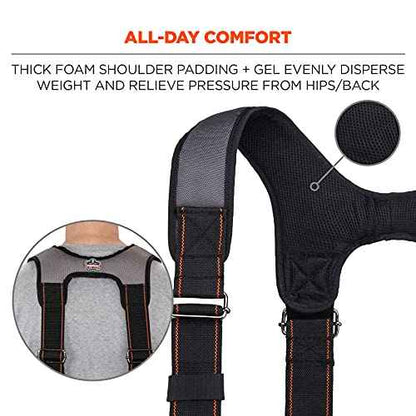 Ergodyne Arsenal 5560 Tool Belt Suspenders, Padded Shoulders, Adjustable , 36"-48"