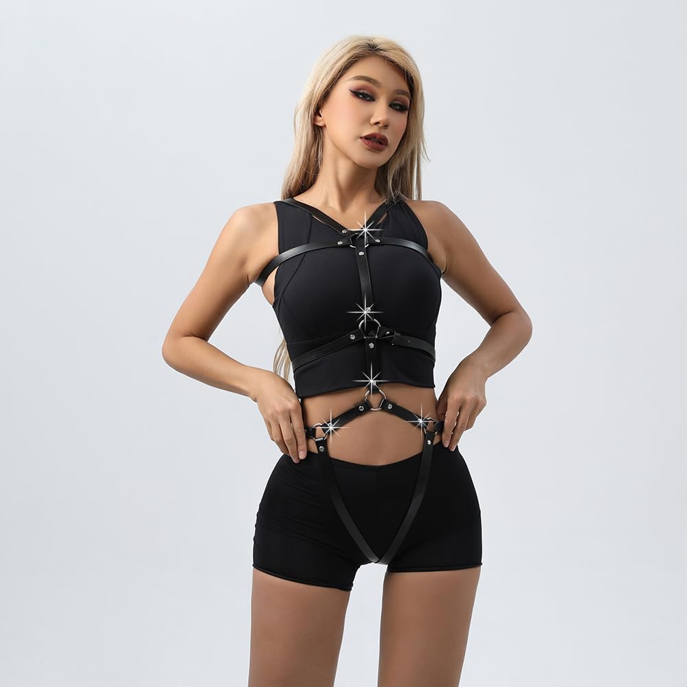 Women's Harness Belt Costume Body Chest for Women Body Harness with Straps Chest Chain Punk BDSM-Inspired Lingerie Harness for Women Adjustable Buckle Clothes Outfits, Nightclub Cosplay Clubwear