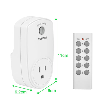 3 Pack Remote Control Outlet, TESSAN Wireless Electrical Plug Switch for Lights, Lamps, Fans, 100ft RF Range Indoor On/Off Switch, 1200W (1 Remote + 3 Outlet)