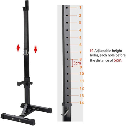 Yaheetech Pair of Adjustable Squat Rack Standard 44-70 Inch Barbell Rack, Solid Steel Squat Stands Bench Press Storage Home Gym Portable Dumbbell Stands