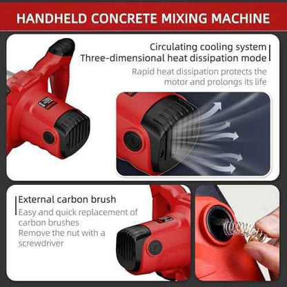 Electric Cement Mixer, 2100W Handheld Concrete Mixer with 6 Speed£¬Portable Mortar Mixer for Mixing Mud, Mortar, Plaster,Cement, Paint, Fodder£¬2 Pieces Mixing Heads