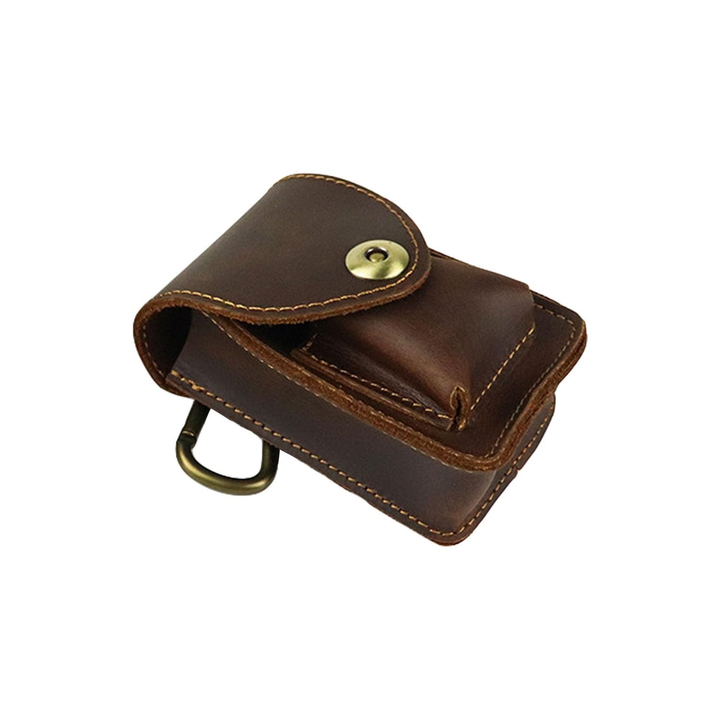 WJXFHTD Leather Cigarette Case, Metal Clasp Cigarette Case Leather Cigarette Case for Women Cigarette Case That Can Hold a Lighter (Coffee)
