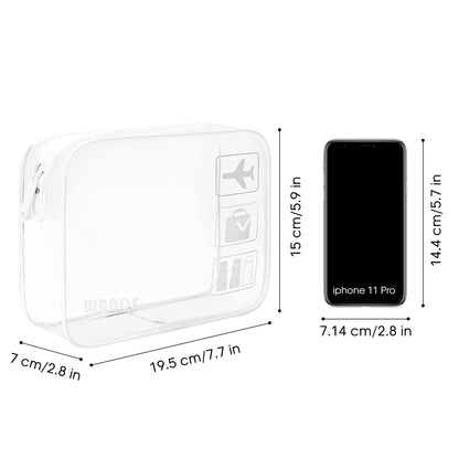 TSA Approved Clear Travel Toiletry Bag wih Zippers Carry-on Travel Accessories Quart Size Toiletries Cosmetic Pouch Makeup Bags for Men and Women (2pcs White)