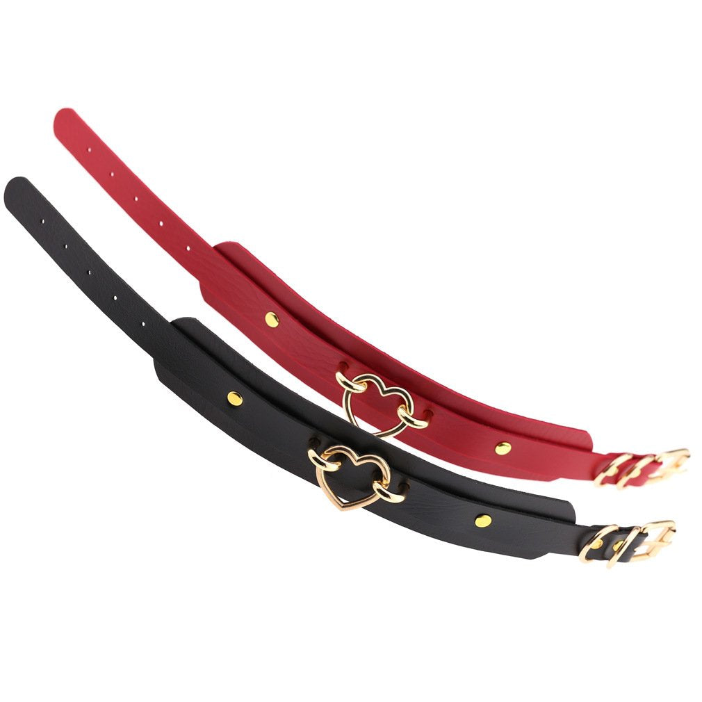 eYLun Women Leather Necklaces Collar Choker Heart Punk Rock Adjustable Collar Necklaces Blue