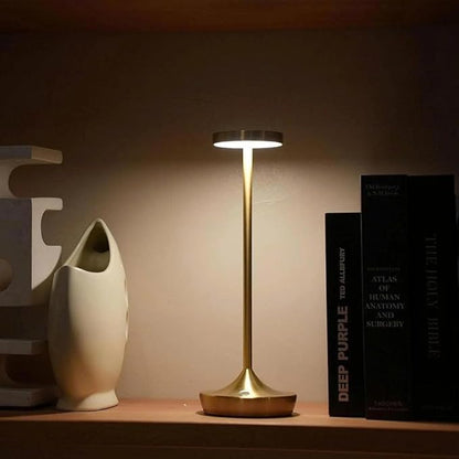 Rechargeable Table Lamp Cordless - 6000mAh Battery Operated LED Table Light - Portable Touch Dimmable Outdoor Waterproof Table Lamps for Patio Restaurant Dining (Gold)