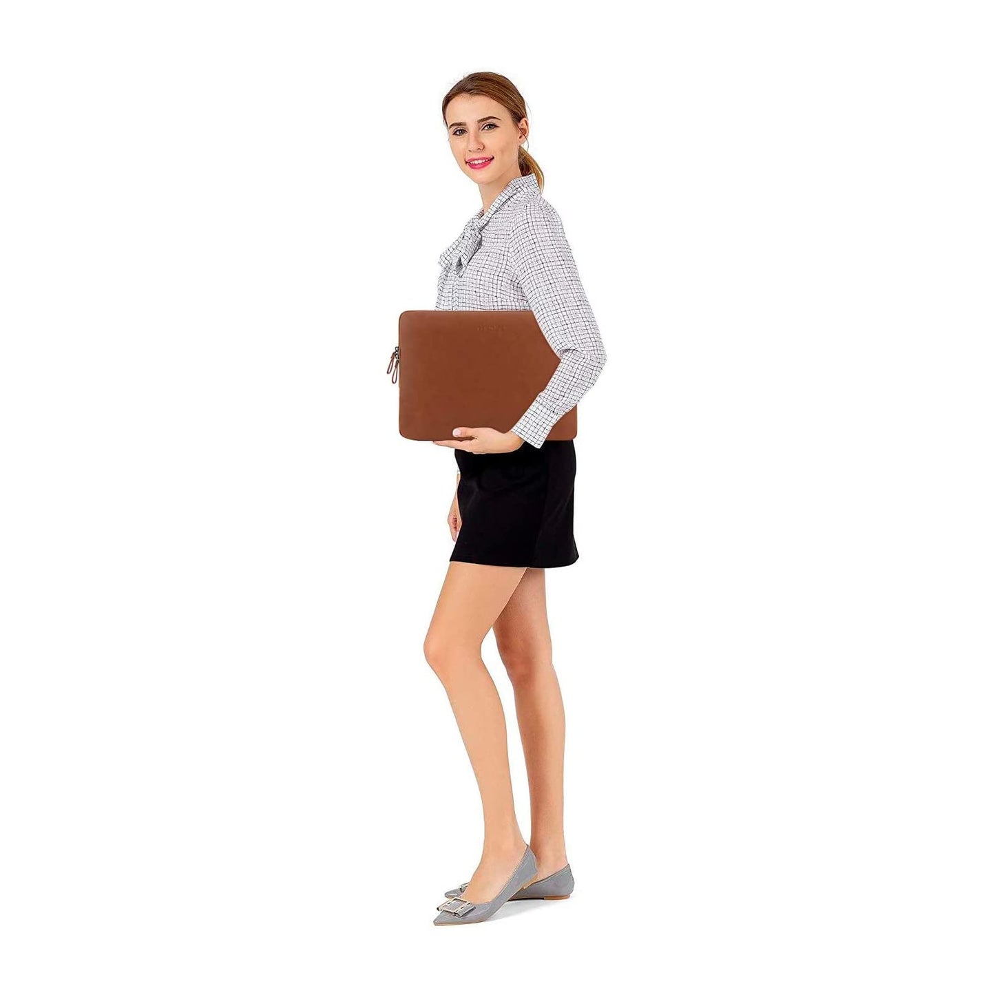 MOSISO Laptop Sleeve Bag 16 inch Compatible with MacBook Air 15 inch 2026-2023 M4 M3 M2/Pro 16 inch 2026-2019 M4 M3 M2 M1, 15-15.6 inch Notebook, PU Leather Padded Bag Waterproof Case, Brown