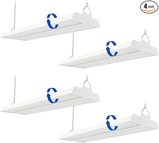 JTT LED Linear Shop Lights 150W, 21000LM 360° Adjustable Led High Bay Lights 5000K Daylight 120-277V, Led Garage Light for Shop Workshop Store Commercial Supermarket Warehouse Basement, 4-Pack ETL
