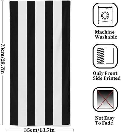 Black and White Striped Towels Highly Absorbent Stripe Bath Towels Set of 2