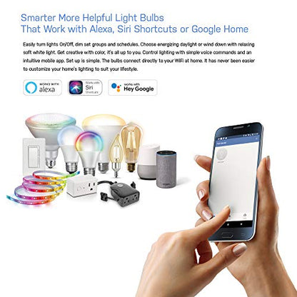 Feit Electric BR30 Smart Flood Light Bulb,2.4GHz WiFi Color Changing and Dimmable, No Hub, Works with Alexa or Google Assistant, BR30/RGBW/CA/AG, 65W, Multi-Color (RGBW), 1 Count (Pack of 1)