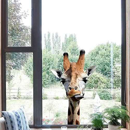 AHNNER Funny Giraffe Wall Decal Peel and Stick Giraffe Wall Clings Funny Sticker Gift for Friends Kids Room Wall Funny Window Decor Fridge Closet Stickers