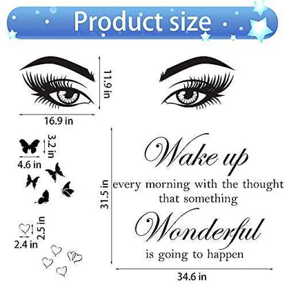 Quotes Wall Stickers Motivational Inspirational Wall Stickers Letter Wall Decals Vinyl Sayings Beauty Eye Wall Decor Positive Words for Women Girls Bedroom Living Room Hallways Home