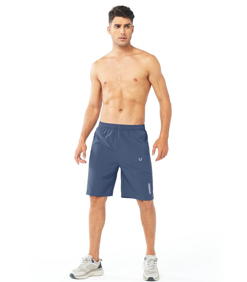 NORTHYARD Men's Athletic Running Shorts Gym Workout 7"/9"/5" Quick Dry Lightweight Sports Basketball Tennis 3 Zipper Pockets FEDERALBLUE-9inch L