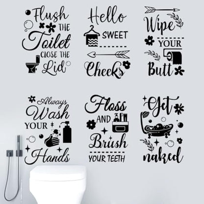 Bathroom Decals Sticker Peel and Stick Wall Decals Vinyl Quotes Art Stickers Positive Stickers Toilet Rules Wall Decor Vinyl Quote Wall Decor for Home