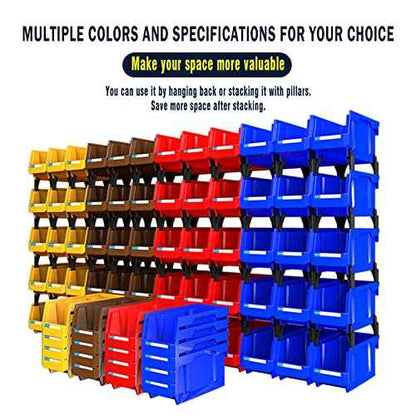Small parts organizer Wall Mounted Hanging Bins Parts Storage Organizer Garage Storage Bins for Bolts, tools,other small parts (Red,pack of 9)