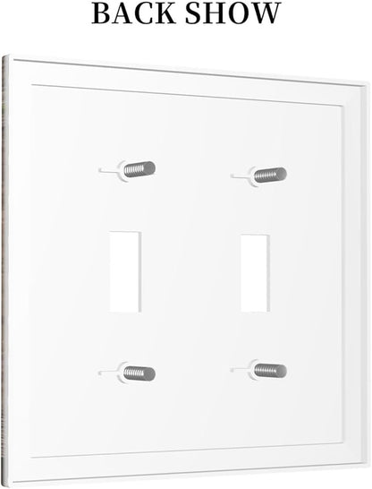 Farm Barn Farmhouse Rustic Country Flower Double Toggle Light Switch Cover Decorative 2 Gang Wall Plate Electrical Switchplate Faceplate for Bathroom Kitchen Decorate Accessories