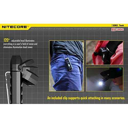 Nitecore Thumb 85 Lumens USB Rechargeable White & Red LED Keychain Light - Tiltable Work Light with Clip and a LumenTac USB Charging Cable