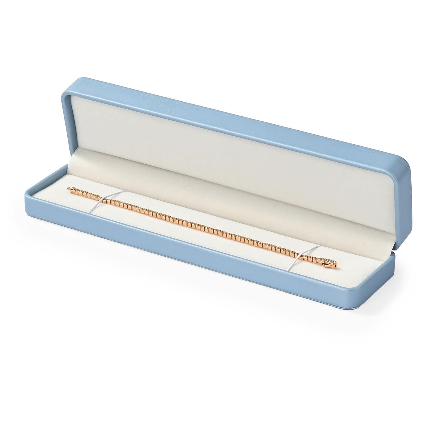 Papten PU Leather Bracelet Necklace Box Velvet Interior Jewelry Gift Boxes Chains Choker Storage For Birthday, Wedding, Valentine's Day, Mother's Day (Blue)