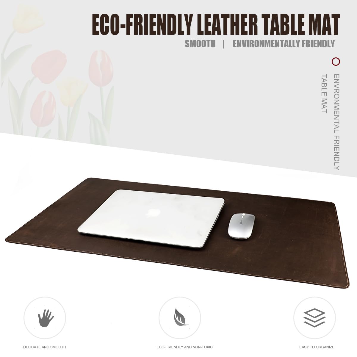 Hyfant Full Grain Genuine Leather Desk Pad Large Retro Mouse Pad 35.4" x 17.7" Vintage Leather Desk Protector Desktop Cover Non-Slip Writing Blotter Coffee Bar Mat for Office Home