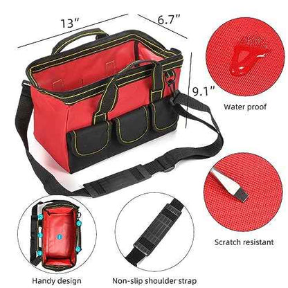3-Pack 13 Inch Tool Bags, Waterproof Zipper, Heavy Duty Material for Tool Organizer & Storage, Electrician, Carpenter, HVAC (Shoulder Strap)