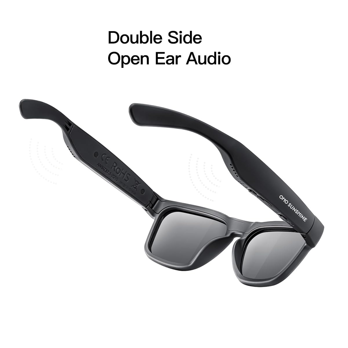 OhO Smart Glasses,Polarized Sunglasses with Bluetooth Speaker,Athletic/Outdoor UV Protection and Voice Control,Unisex (Grey Lens)