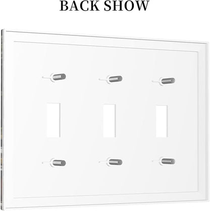 Nature Plant Botanical Daisy Mushroom Snails And Moon 3 Gang Wall Plates Decorative Triple Toggle Light Switch Cover Electrical Switchplate Unused Decorate Faceplate for Bathroom Home