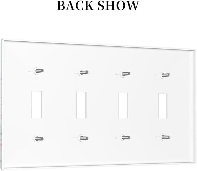 Rustic Wild Floral Vintage Blue Watercolor Flower Quad Toggle Light Switch Covers Decorative Unique 4 Gang Wall Plate Electrical Faceplate Switchplate for Bedroom Bathroom Decor