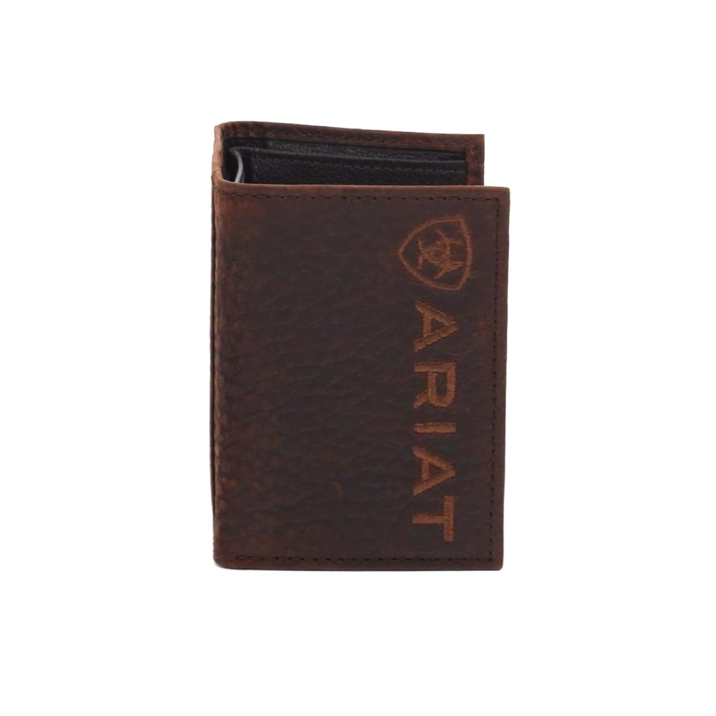 ARIAT Men's Large Logo Bull Hide Leather Trifold Wallet