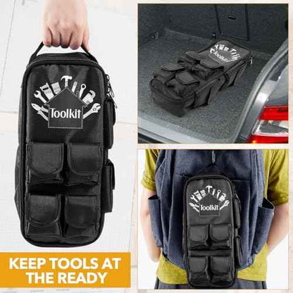2 Pcs Heavy Duty Small Tool Bag Pouch Portable Utility Organizer Case with Zipper Handle and Ring Clip Storage Tool Bag for Men Motorcycle Road Bike Electricians