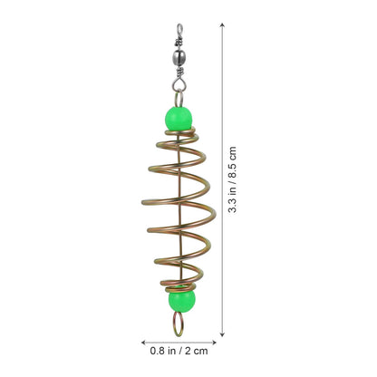 Toyvian Fishing Feeder Bait Cage - 12pcs Olive Shape Carbon Steel Spring Fishing Bait Traps Holder Carp Feeder with Glow Beads for Carp Lure Accessories