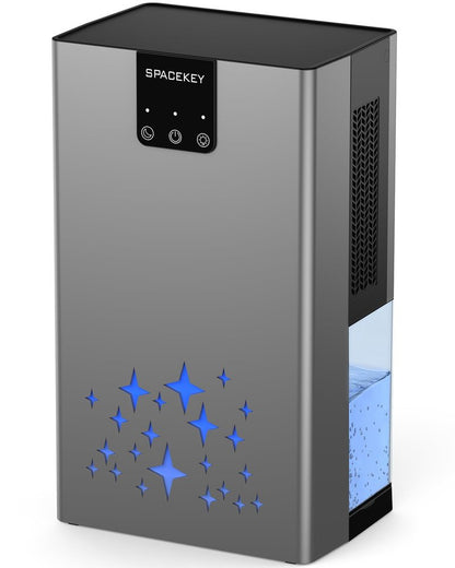 Dehumidifier, 95 OZ Water Tank Dehumidifiers for Home, 1000 sq. ft. Dehumidifier for Basement Bathroom Bedroom with Auto Shut Off, 7 Colors LED Light, Quiet Dehumidifiers with Sleep Mode, Grey
