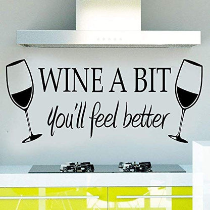 Blinggo WINE A BIT you'll feel better Quote Letter Wall Sticker Decal Home Arts Dinning Kitchen Lounge Decor Wall Decoration