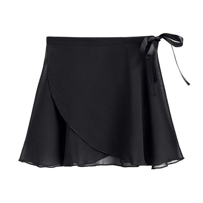 Stelle Women Ballet Skirt Black Chiffon Wrap Skirt Waist Tie Flowy Dance Skirts (Black,L)