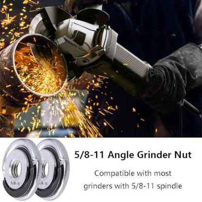 2Pcs Angle Grinder Flange Nuts with 5/8-11 Inch Thread, Quick Change Grinder Flange Locking Nut Metal Angle Grinder Nut for Replacement/Fixing Cutting Discs