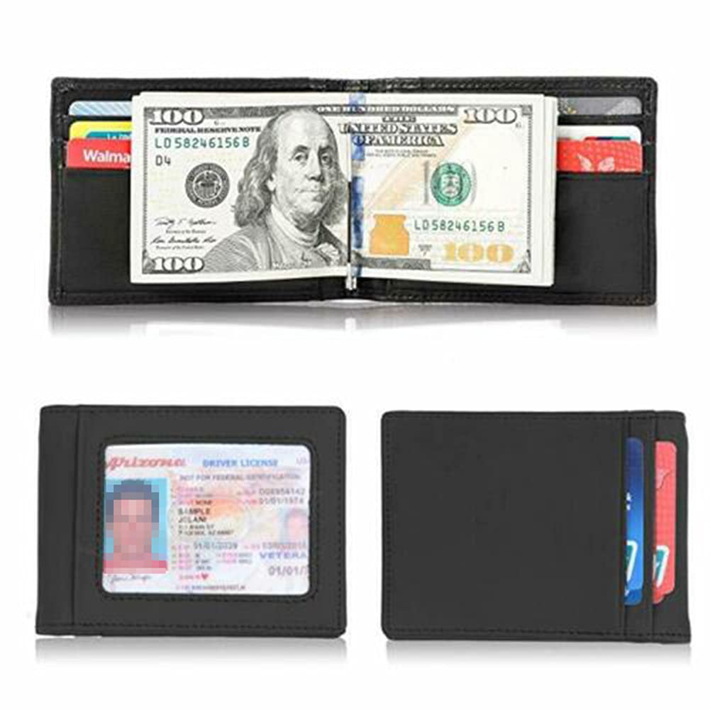 Rswsp RFID Men's Leather Slim Bifold Money Clip Wallet Front Pocket Credit Card Holder