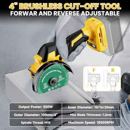 Cordless Cut Off Tool Compatible with DeWalt 20V Max Battery, 18,000 RPM Brushless Motor, 4" Blades (2pcs) with Dust Cover, 1.2mm Max Blade Thickness for Wood/Metal/Plastic¡¼BATTERIES NOT INCLUDED¡½