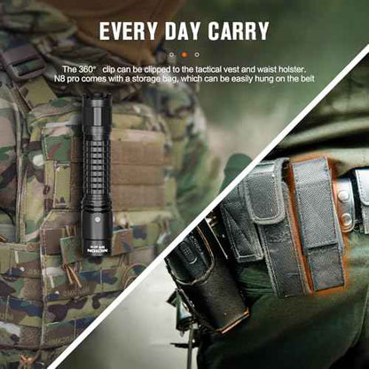 NICRON N8pro Tactical Flashlight, 1700 High Lumens Super Bright Rechargeable Flashlights with 6 Modes Double Switch, 1496ft Long Distance Powerful Flash Light, IP68 Waterproof for Patrol Duty