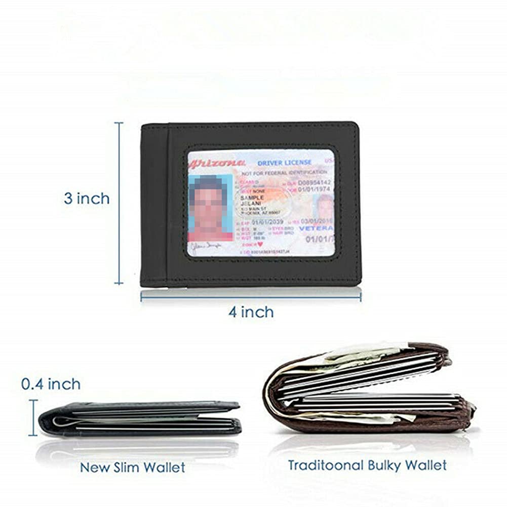 Rswsp RFID Men's Leather Slim Bifold Money Clip Wallet Front Pocket Credit Card Holder