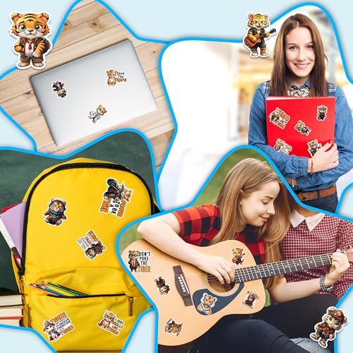 Tiger Stickers 50 Pieces Vinyl Waterproof Decal for Laptop Water Bottle Phone Car Window Bike Motorcycle Stakeboard Scrapbook Tigers Sticker Gifts for Kid Teen Adult