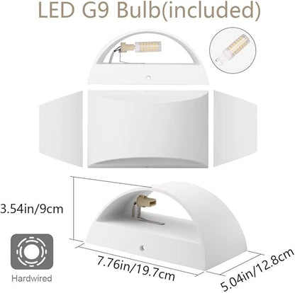 Aipsun 4 Pack Aluminum Modern Indoor LED Wall Sconce Hardwired Interior Wall Lights Up and Down Wall Mount Light for Living Room Bedroom Corridor Conservatory Warm White 3000K(with G9 Bulbs)