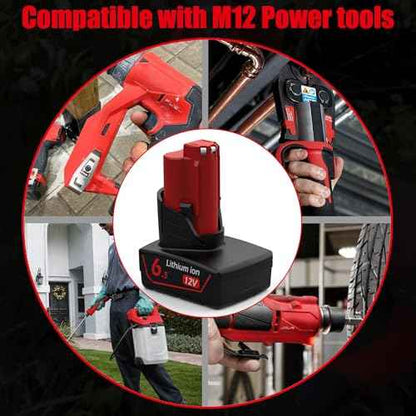 Powilling 12V 6500mAh Replacement for Milwaukee M12 Battery and Charger Kit for Milwaukee M 12 12Volt 48-11-2440 48-11-2411 48-11-2410 with 2-Port Dual 12V Charger