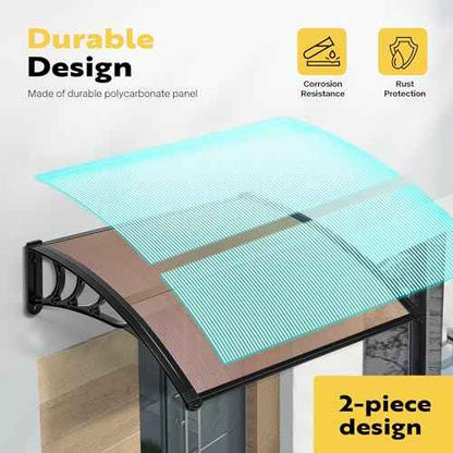VIVOHOME Polycarbonate Window Door Awning Spliced Canopy Brown with Black Bracket 40 Inch x 40 Inch