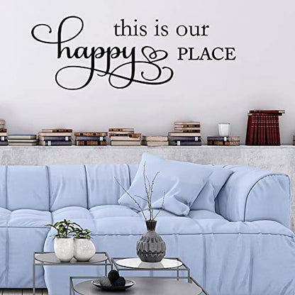 This is Our Happy Place Carved Letters Wall Decal Sweet Quote Vinyl Wall Art Lettering Home Decor