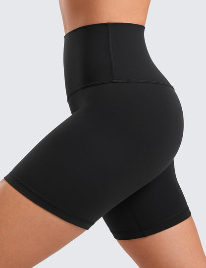 CRZ YOGA Womens ButterLuxe Biker Shorts 6 Inches - High Waisted Workout Running Volleyball Spandex Yoga Black Medium