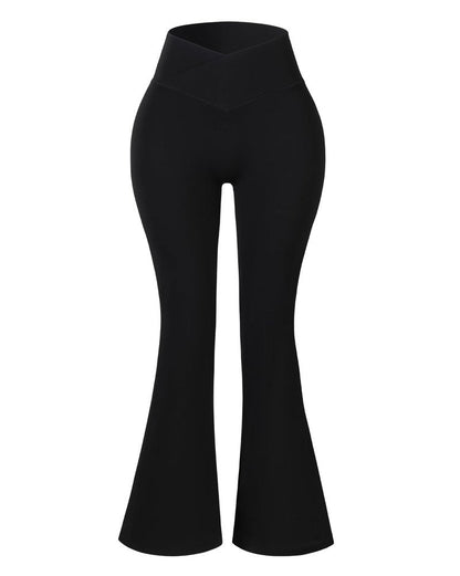 AUROLA Fire Flare Leggings for Women, Crossover High Waisted Yoga Pants Tummy Control Wide Leg Bootcut Leggings-30 Inseam(Black,M)